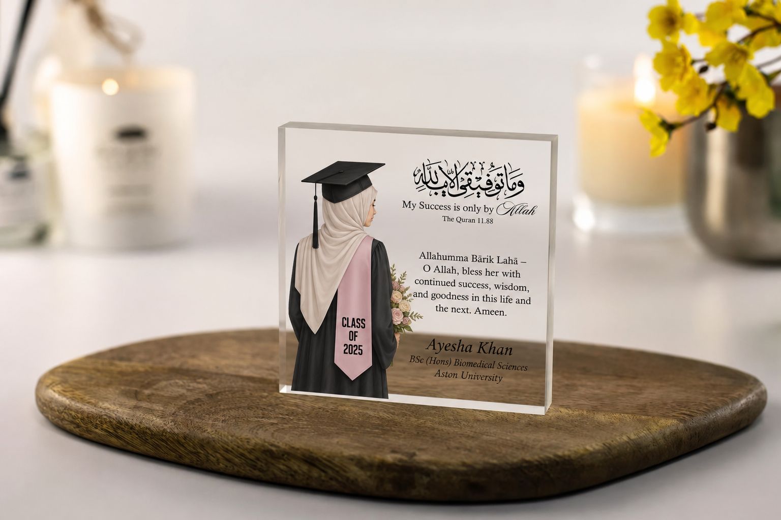 Customised Muslim Female Self-Standing 2D Acrylic Graduation Gift